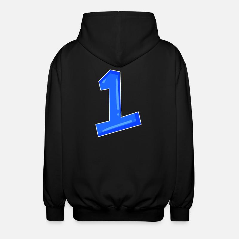 Number 1 blue - Unisex Hooded Jacket - black