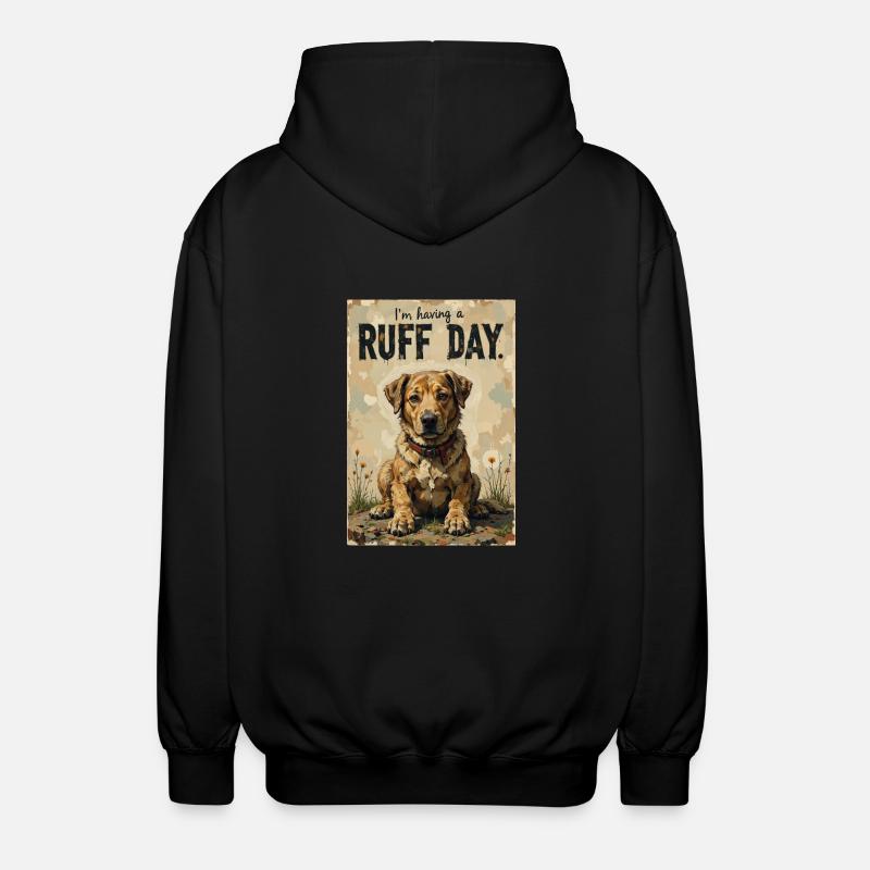 Chien, dure journée. - Veste à capuche unisexe - noir