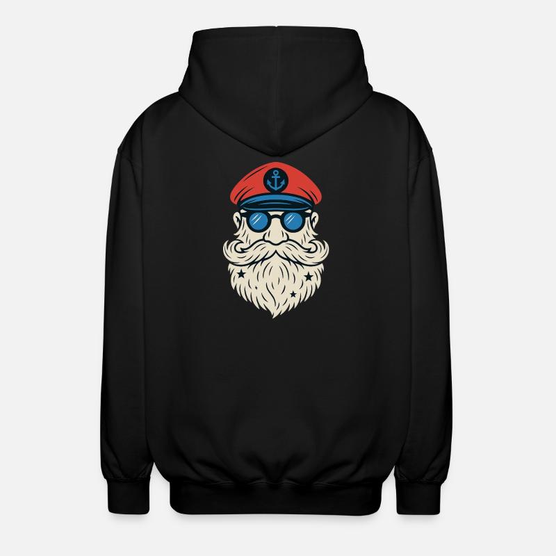 Hipster rocker beard motorcycle skull gift - Unisex Hooded Jacket - black