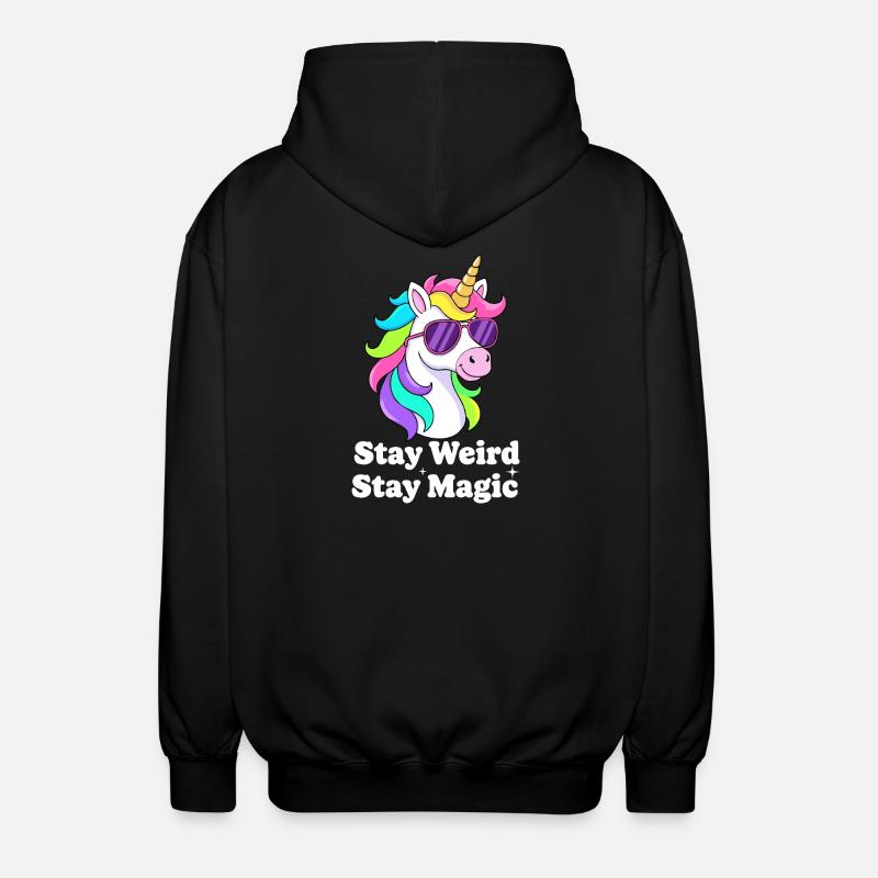 Buntes Einhorn mit Sonnenbrille - Unisex Kapuzenjacke - Schwarz