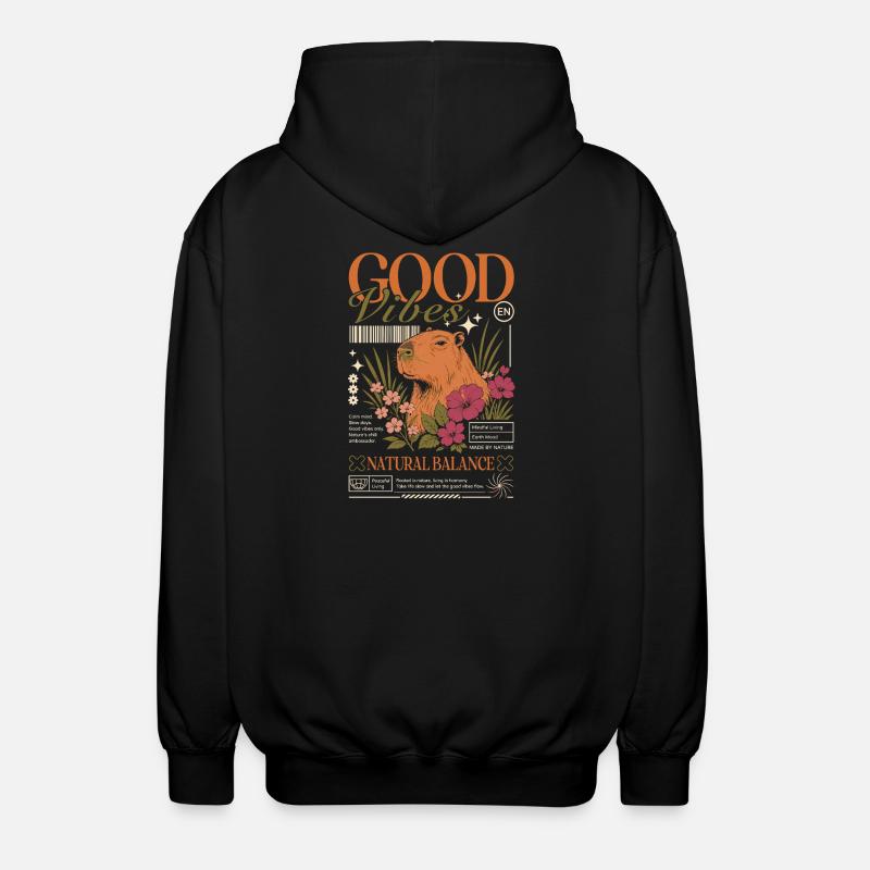 Vibes Capybara Design - Unisex Kapuzenjacke - Schwarz