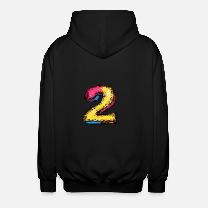 2 Zahl Comic - Unisex Kapuzenjacke - Schwarz