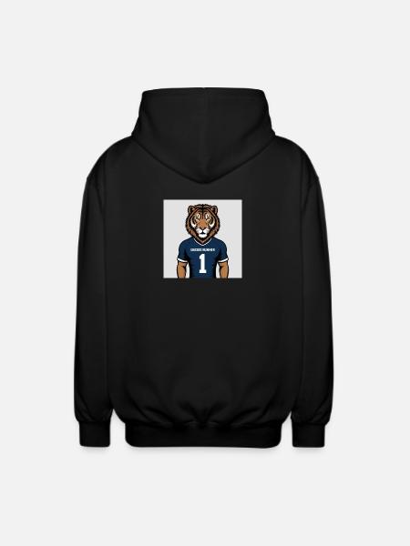 Tiger Mascot Jersey Print - Unisex Hooded Jacket - black