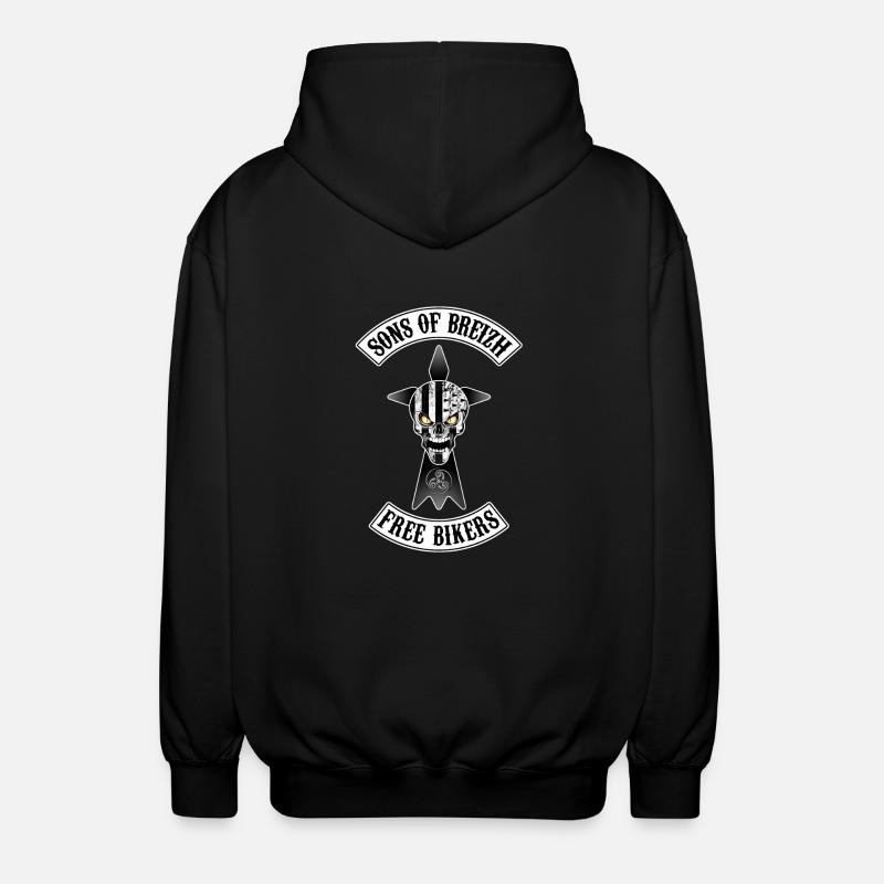Breizh Bikers skull - Veste à capuche unisexe - noir