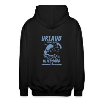 Urlaub fängt auf meinem Kiteboard an - Unisex Kapuzenjacke - Schwarz - Hinten - AI Model Male 185 light (185cm)