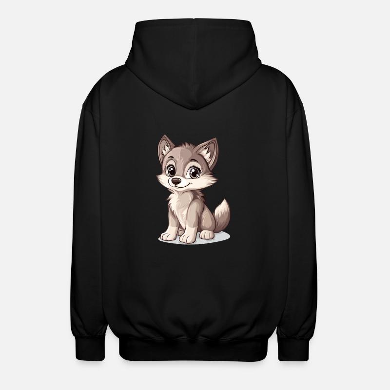 petit loup mignon - Veste à capuche unisexe - noir