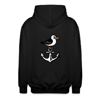 Möwe Anker Comic - Unisex Kapuzenjacke - Schwarz - Hinten - AI Model Male 185 light (185cm)