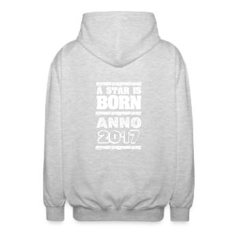 Jahr 2017 - Unisex Kapuzenjacke - Hellgrau meliert - Hinten - AI Model Male 185 light (185cm)