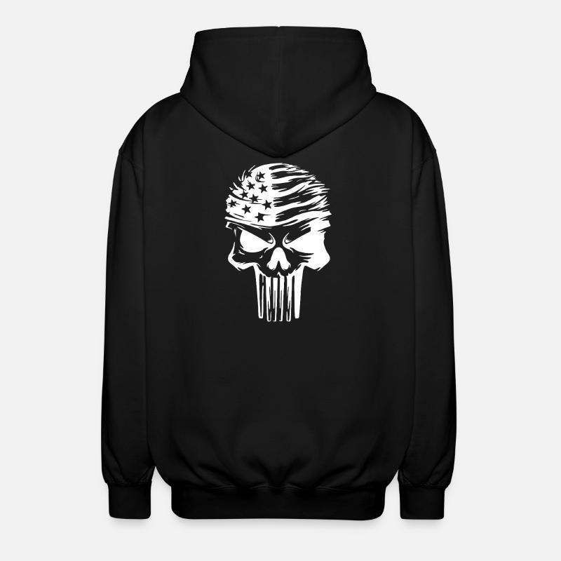 Star-Spangled Skull Graphic Design - Unisex Hooded Jacket - black