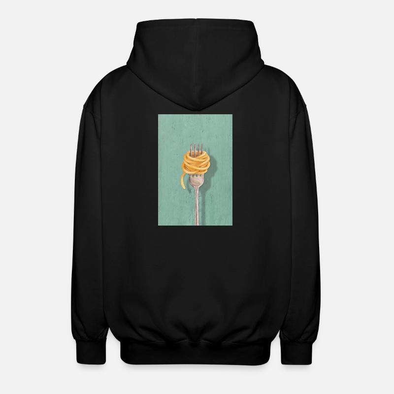Pasta Fork Reduced Kitchen Design - Unisex Hooded Jacket - black