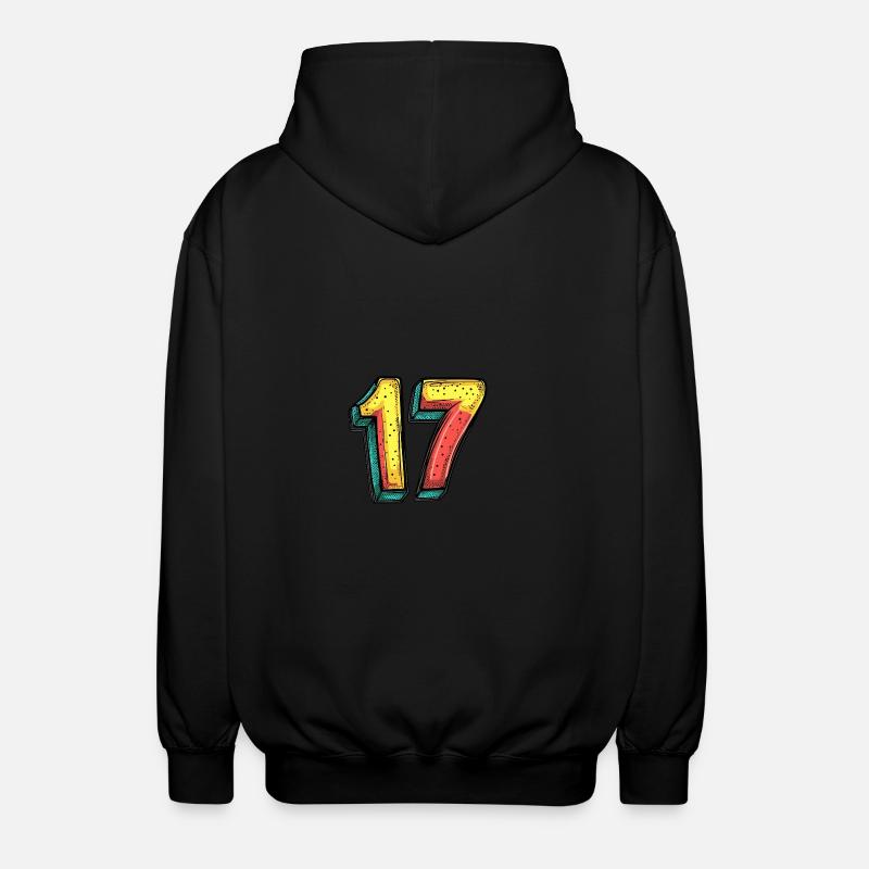 17 Zahl Comic - Unisex Kapuzenjacke - Schwarz