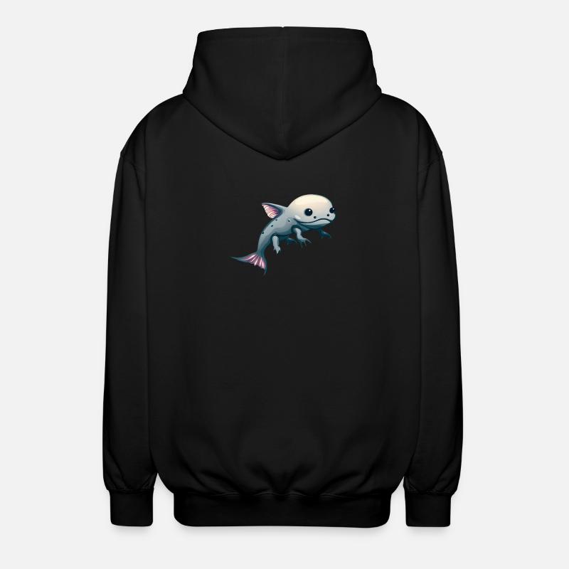 Mignon Kawaii Axolotl - Veste à capuche unisexe - noir
