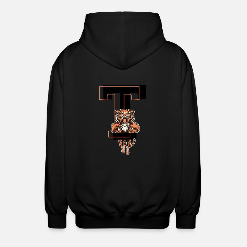Tiger Letter T - Gift Idea - Unisex Hooded Jacket - black