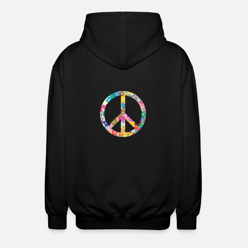 Peace Flower Idea Gift - Unisex Hooded Jacket - black