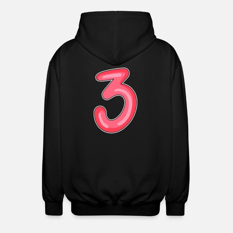 3 - Three - Unisex Hooded Jacket - black