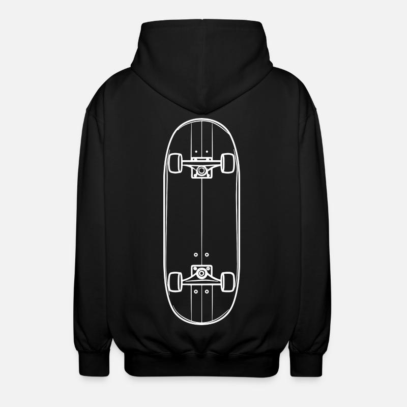 Skateboard Drawing - Unisex Hooded Jacket - black