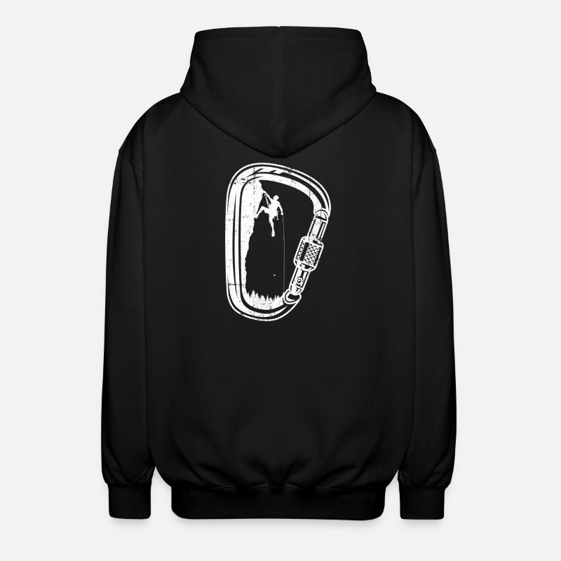 Kletterer-Silhouette im Karabiner - Unisex Kapuzenjacke - Schwarz