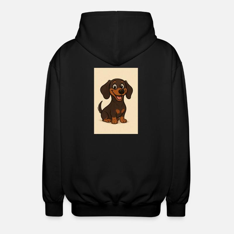 Glücklicher Dackel - Unisex Kapuzenjacke - Schwarz