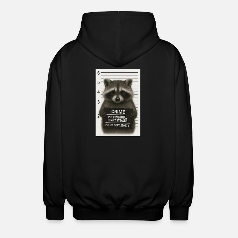 Waschbär – Herzklau mit System - Unisex Kapuzenjacke - Schwarz