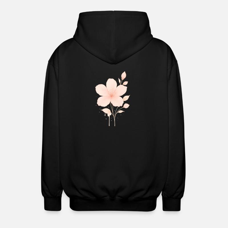 Pfirsich Rosé Blüten Wasserfarbe - Unisex Kapuzenjacke - Schwarz