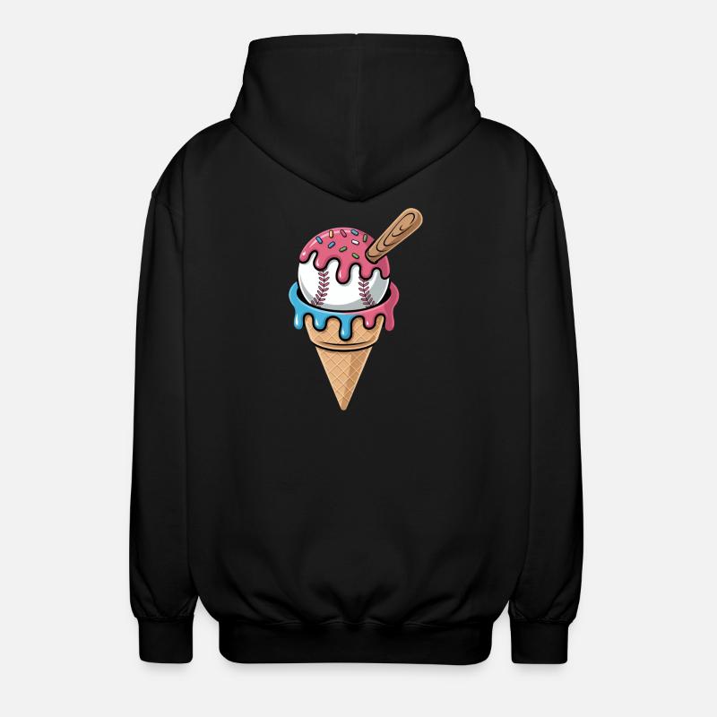 Baseball Eiscreme Waffel Mit Schlaeger Streuseln - Unisex Kapuzenjacke - Schwarz