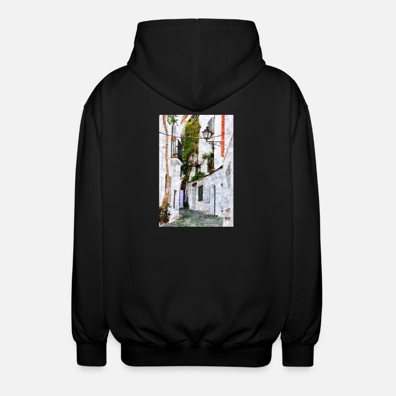 Belle ville de Cadaques en Espagne - Veste à capuche unisexe - noir