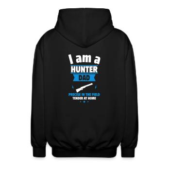 Hunter Dad, Father's Day Gift - Unisex Hooded Jacket - black - Back - AI Model Male 185 light (185cm)