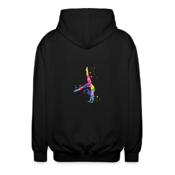Gymnastique Coloré et puissant - Veste à capuche unisexe - noir - Dos - AI Model Male 185 light (185cm)