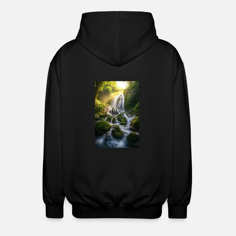 Mystischer Dschungel-Wasserfall - Unisex Kapuzenjacke - Schwarz