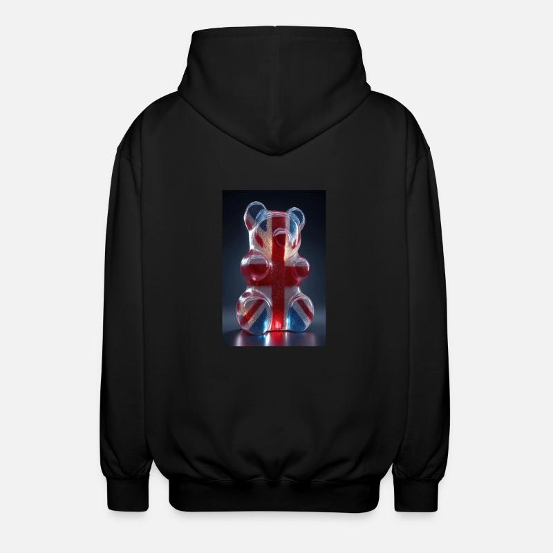 Gummibärchen mit britischer Flagge - Unisex Kapuzenjacke - Schwarz