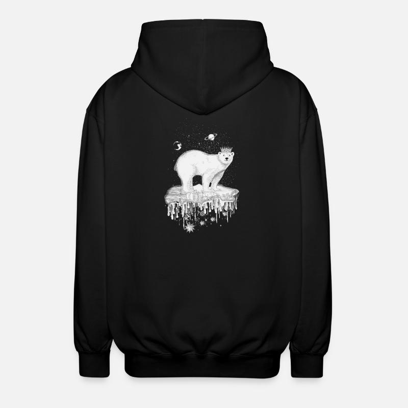 Eisbär mit Krone auf Eisscholle - Unisex Kapuzenjacke - Schwarz