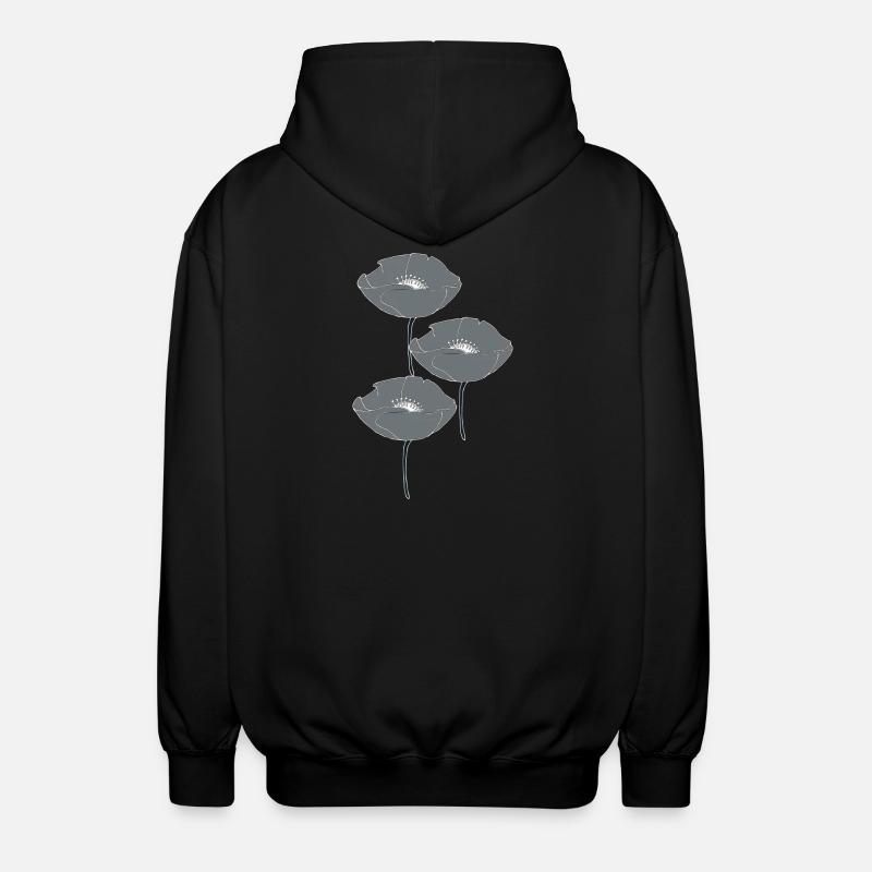 mohnblumen grau - Unisex Kapuzenjacke - Schwarz
