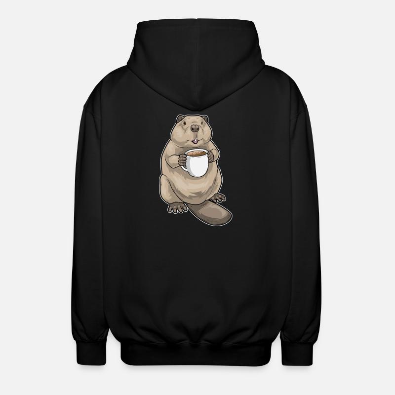Beaver Coffee Mug - Unisex Hooded Jacket - black