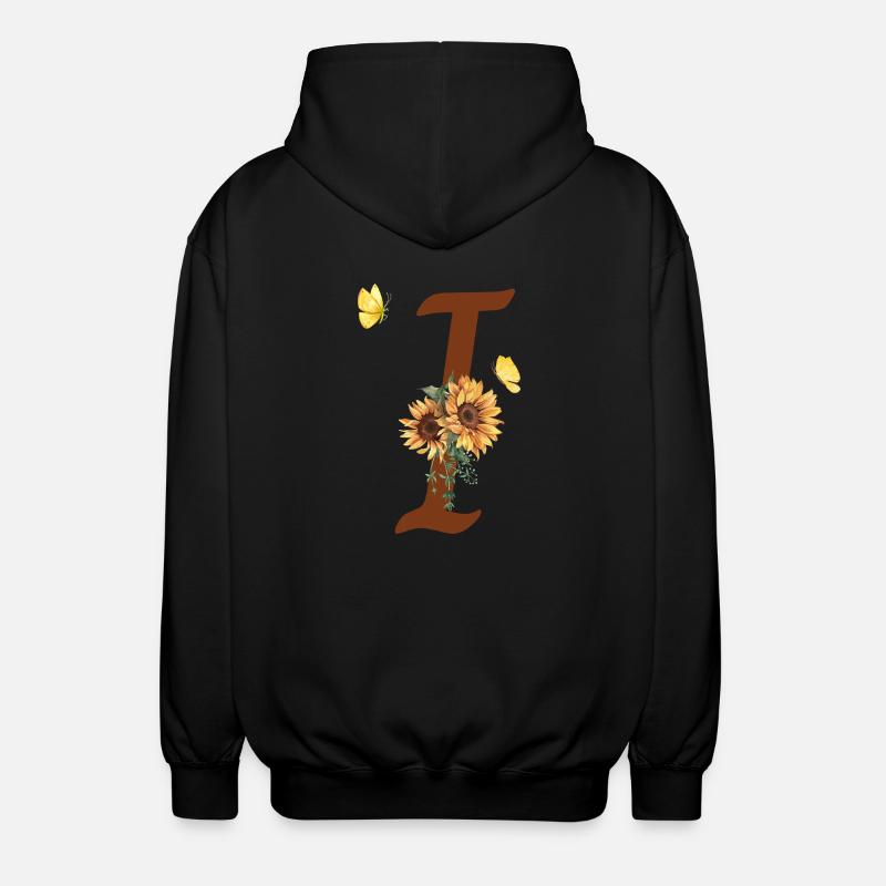 Lettre i tournesol papillon - Veste à capuche unisexe - noir