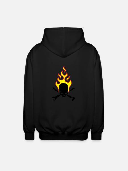 fire_skull_bones_b_3c - Unisex Kapuzenjacke - Schwarz