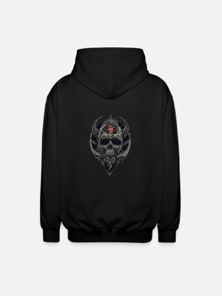 Skull with red symbol - Unisex Hooded Jacket - black