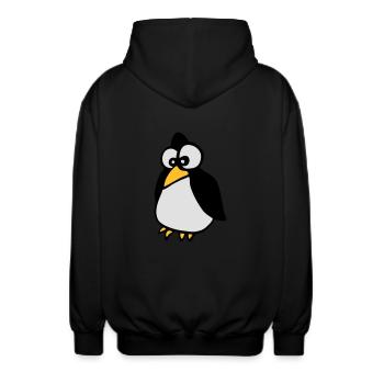 penguin - Unisex Hooded Jacket - black - Back - AI Model Male 185 light (185cm)