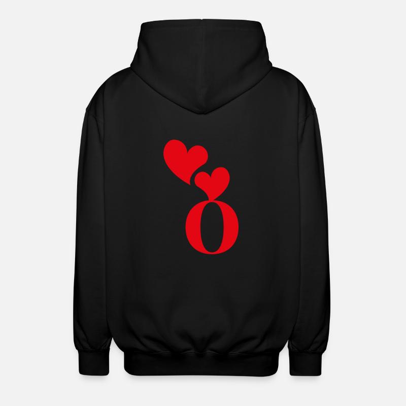 Buchstabe o rotes Herz - Unisex Kapuzenjacke - Schwarz