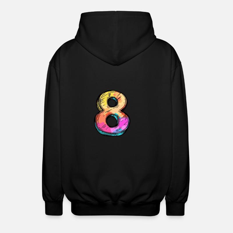 8 Zahl Comic - Unisex Kapuzenjacke - Schwarz