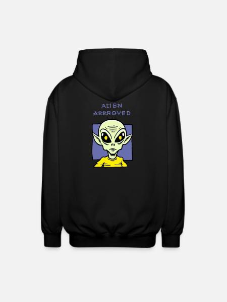 Alien Approved Yellow Eye Design - Unisex Hooded Jacket - black