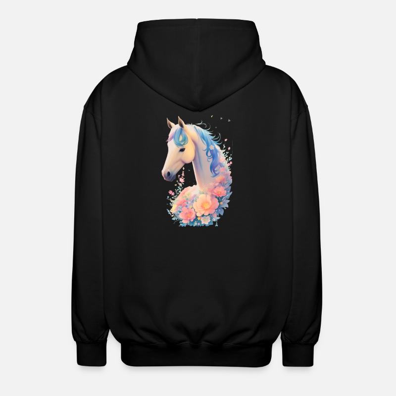Blütenpferdchen - Unisex Kapuzenjacke - Schwarz