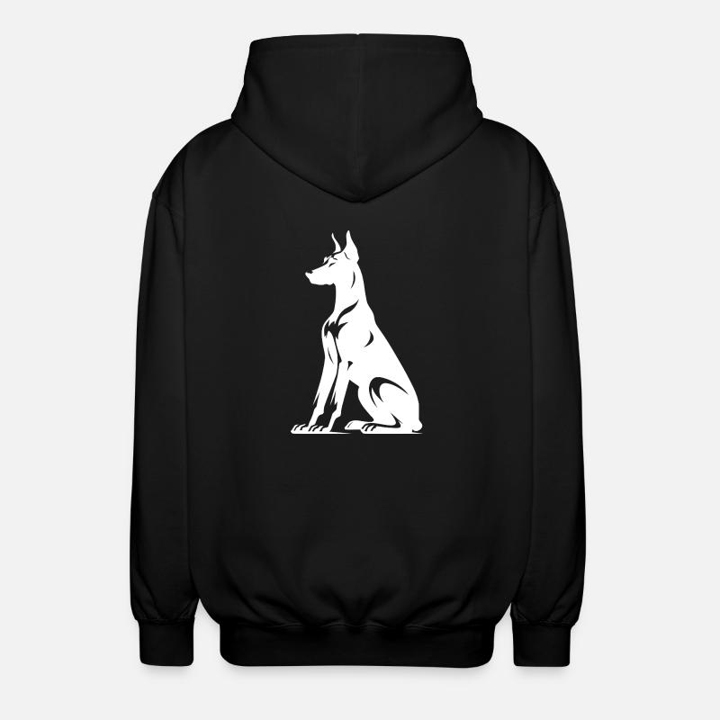Stylized Doberman Dogs Silhouette - Unisex Hooded Jacket - black