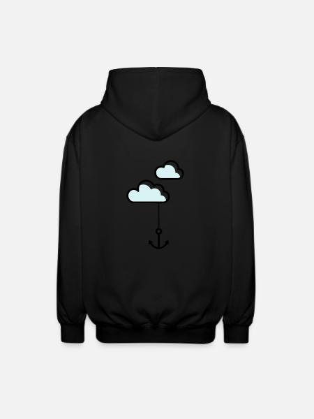 Anker mit Wolke - Unisex Kapuzenjacke - Schwarz