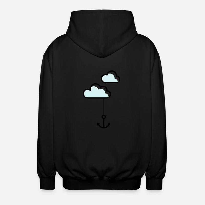 Anker mit Wolke - Unisex Kapuzenjacke - Schwarz