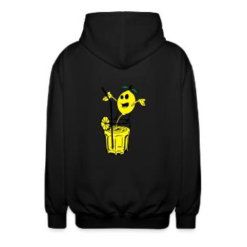 zitrone pinkelt limonade - Unisex Kapuzenjacke - Schwarz - Hinten - AI Model Male 185 light (185cm)