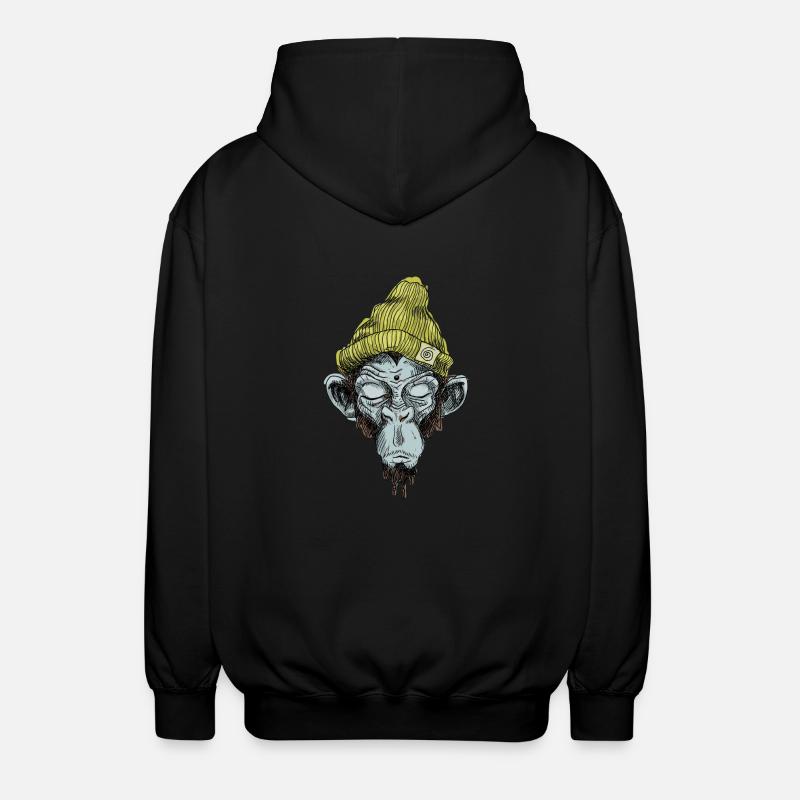 Singe avec le chapeau - Veste à capuche unisexe - noir