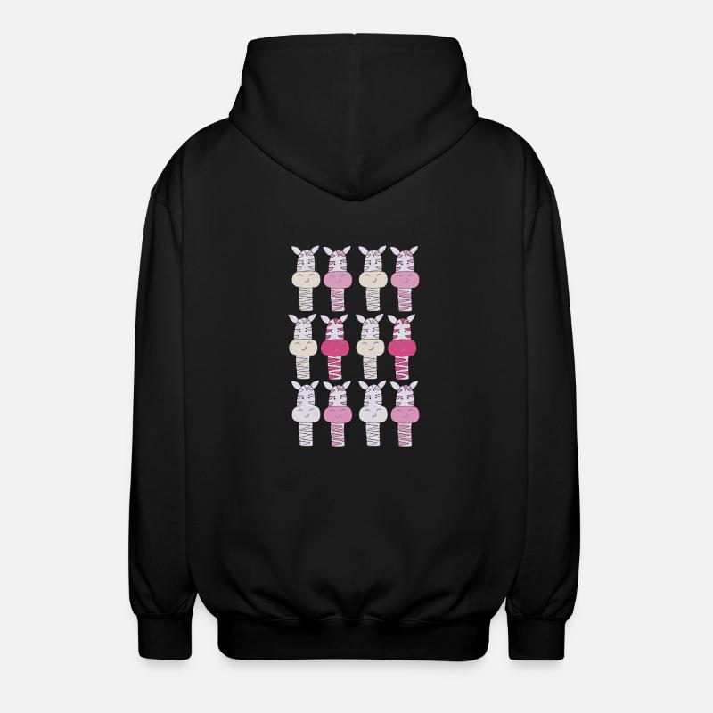 Zebra Pattern Pink - Unisex Hooded Jacket - black