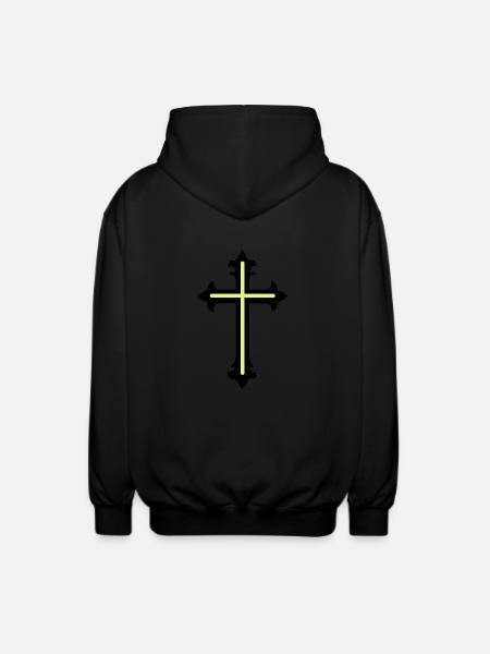 Cross Symbol Line - Unisex Hooded Jacket - black