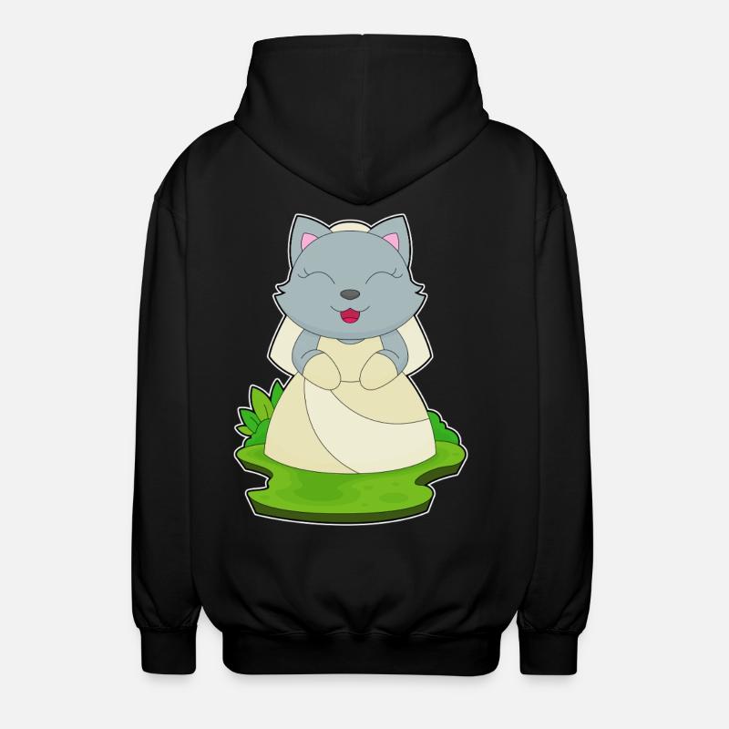 Cat Bridal Veil Wedding - Unisex Hooded Jacket - black