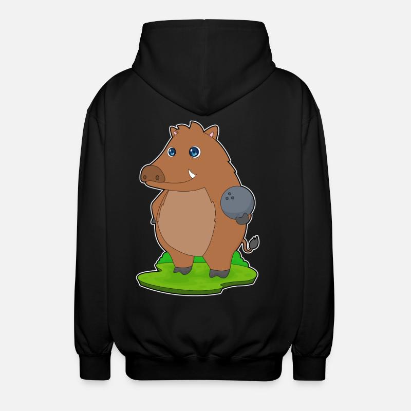 Boar Bowling Bowling Ball - Unisex Hooded Jacket - black
